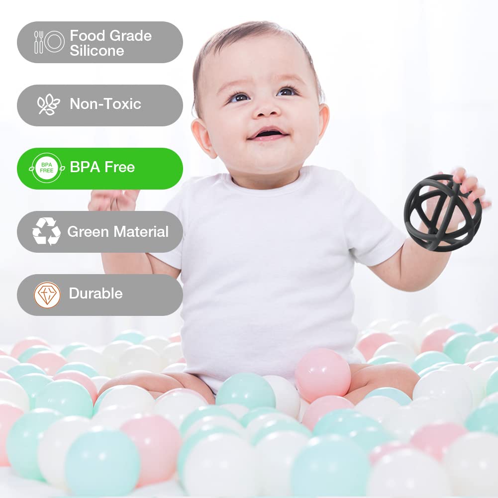 **TOPGOMES Baby Teething Toys – BPA-Free Silicone Soft Ball Teether for Infants 6+ Months, Easy to Hold, Soothing Sore Gums – 2 Pack (Sage & Ether) – Perfect for On-the-Go, Daycare & Travel**