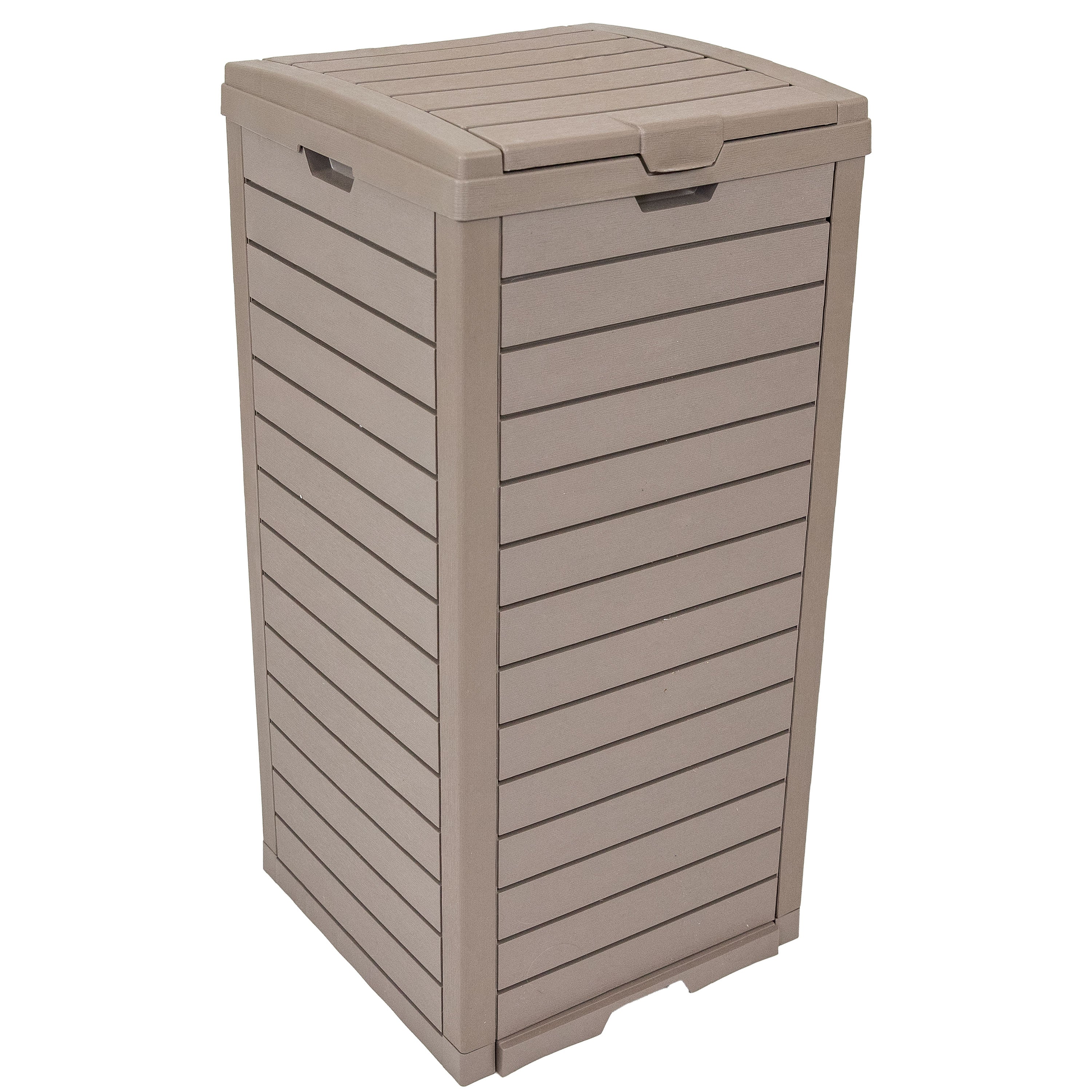 Sunnydaze Outdoor Patio Trash Can with Lid - Durable Waterproof Garbage Bin for Backyard, Deck, Poolside & Garden Waste Disposal