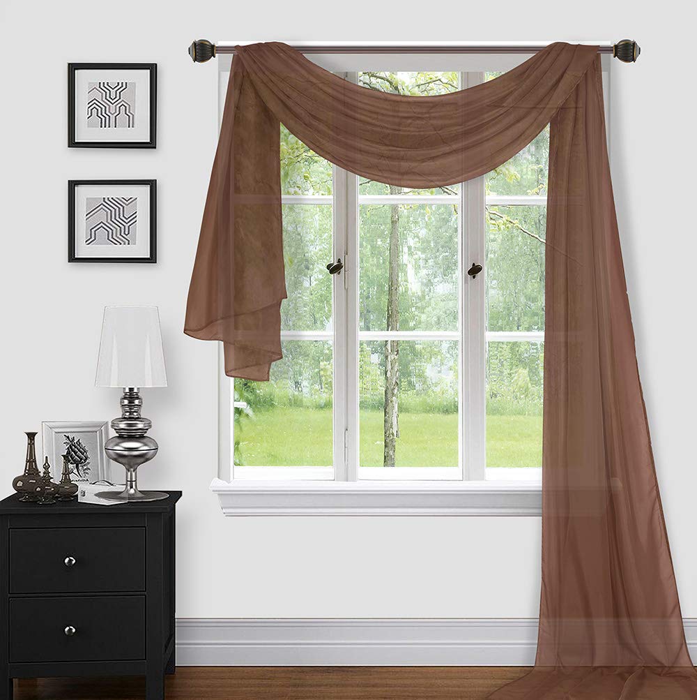 Premium Sheer Voile Window Scarf Valance Curtains - Extra Long 54