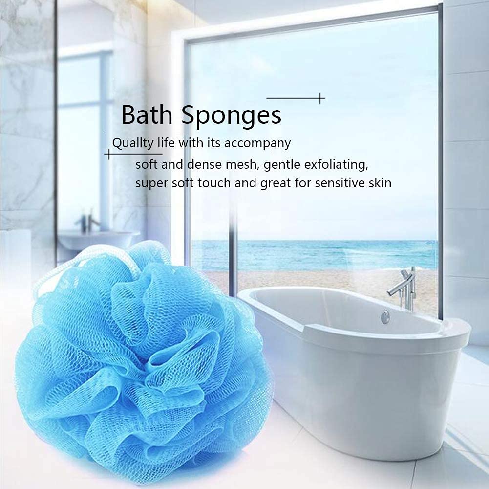 KRIPTHI Soft Round Bath Sponge Loofah Scrubber - Exfoliating Body Wash Puff for Men, Women & Kids - Gentle Skin Cleansing & Exfoliation - Perfect for Shower, Bath & Spa (2-Pack, Multicolor)
