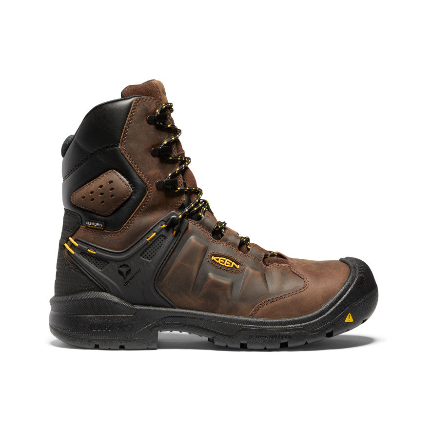 **Men's Dover 8 Waterproof Work Boot with Carbon Toe - Dark Earth/Black - Durable & Comfortable for Construction, Hiking & Outdoor Work**