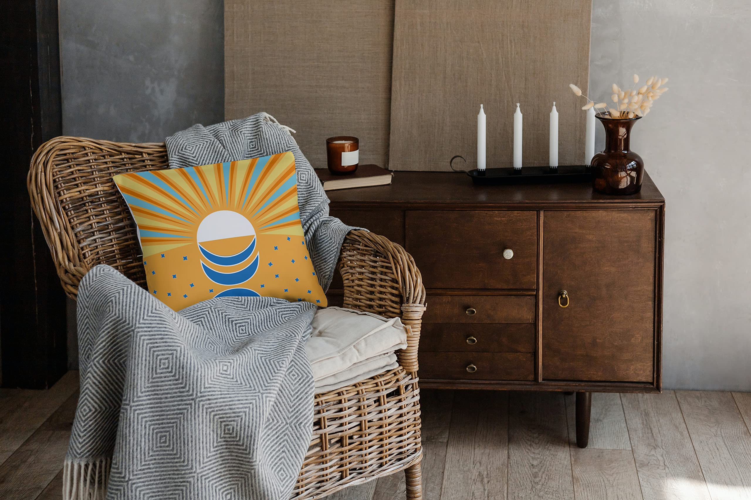 Boho Pillow Cover - Daphne & Sugar Decorative Throw Pillow Case for Couch, Bed, Sofa | Modern Farmhouse Bohemian Geometric Home Decor | Ethnic Style Cushion Cover (Equinox Design) - Perfect for Living Room, Bedroom & Nursery Decor