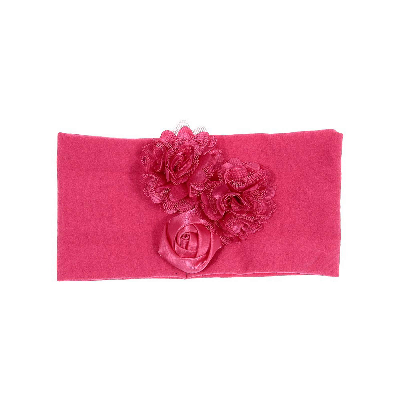 LUYANhapy9 Newborn Baby Girls Hair Band - High Elastic Wide Headband with Rose Decoration in Rose Red - Perfect for Photography, Birthday Parties, and Special Occasions