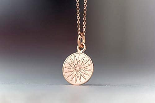 14K Gold Sun Disc Necklace with Macedonian Pendant - Star of Vergina Ancient Greek Jewelry - Perfect for Historical Reenactments, Greek Mythology Lovers & Unique Gift Giving