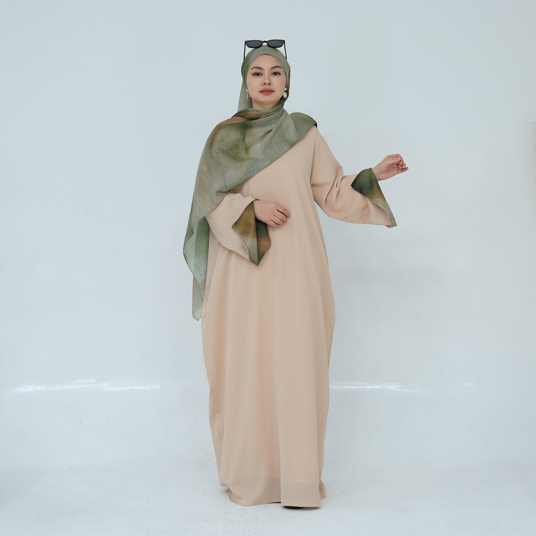 Chloe Abaya and Hijab Set for Women - Modest Islamic Prayer Dress in Beige - Perfect for Eid, Ramadan, and Daily Wear