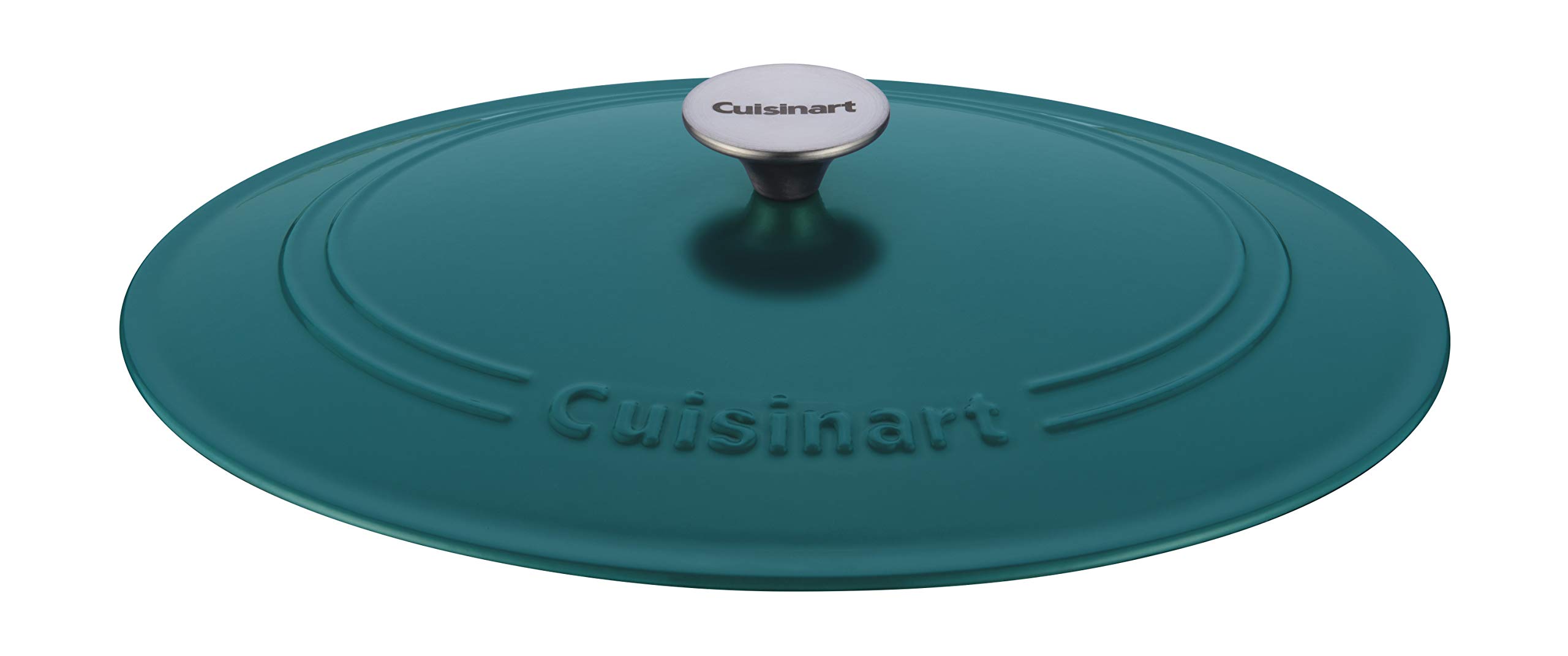 Cuisinart Chef's Classic 7-Quart Enameled Cast Iron Oval Casserole with Lid - Teal Blue Dutch Oven for Braising, Stewing & Baking - Perfect for Soups, Roasts & Family Dinners