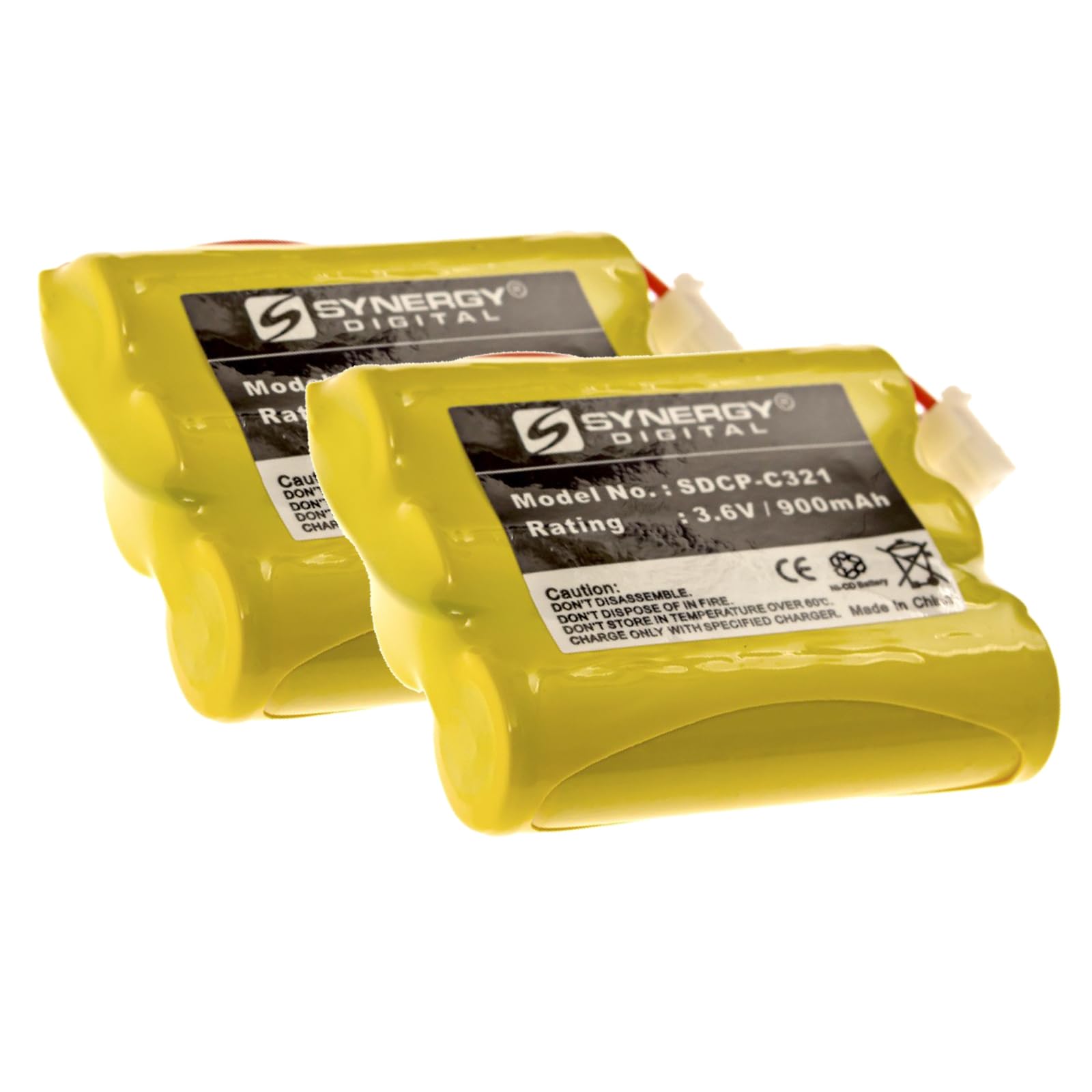 Synergy Digital Rechargeable Cordless Phone Batteries - 2 Pack, 3.6V 900mAh Ni-CD Replacement Battery for Radio Shack 23-934 & Compatible Models | Perfect for Home, Office & Cordless Phone Systems