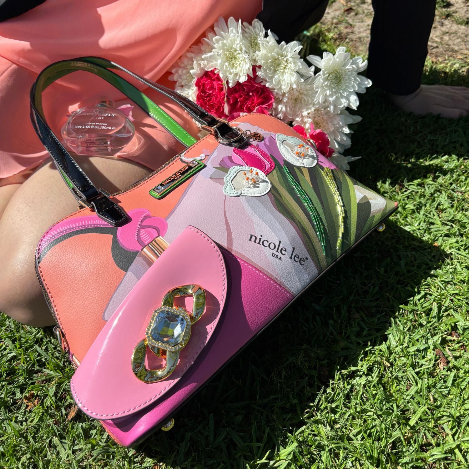 Violet Blossom Dome Shoulder Bag - Stylish Crossbody Purse for Women, Trendy Floral Print Handbag for Daily Use, Work, Travel & Shopping