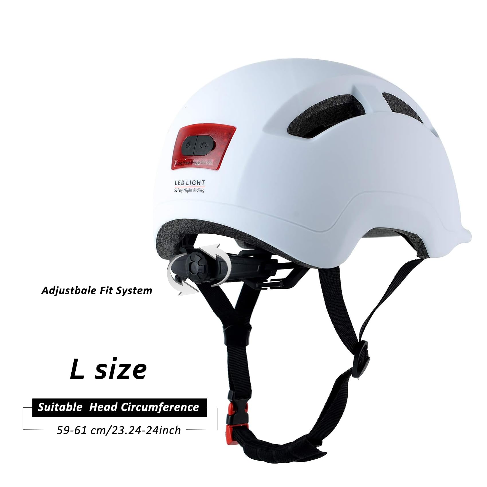 Best Adult Bike Helmet with Built-in LED Taillight for Men & Women - Lightweight & Ventilated for Urban Commuting, E-Bike, Scooter & Skateboard Riding - Perfect for Night Cycling Safety
