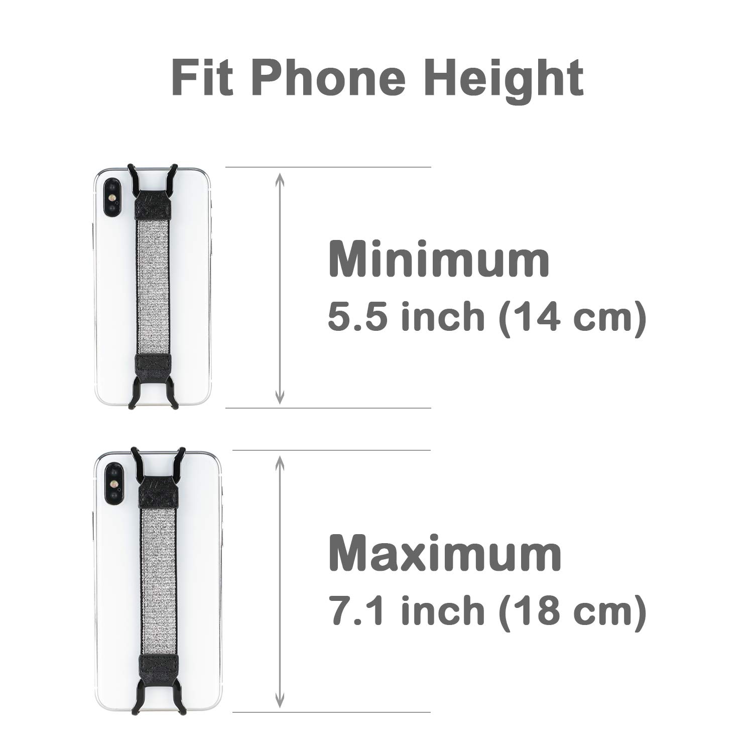 TFY Universal Phone Hand Strap for iPhone 16 Pro Max/15 Plus/14/13 Pro/12/11/Xs Max/XR/8 Plus/SE & Galaxy S24/Note 20/Huawei - Anti-Slip Silver Grip Strap - Perfect for Running, Hiking & Outdoor Activities