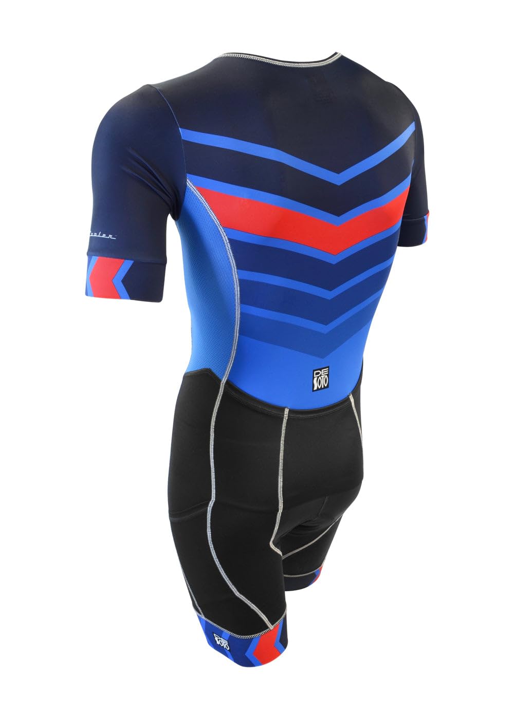 De Soto Men's Triathlon Wetsuit - FFTS Blue Polyester Sleeved Swimwear for Adult Male Triathletes | Ideal for Open Water Swimming & Competitive Triathlon Events