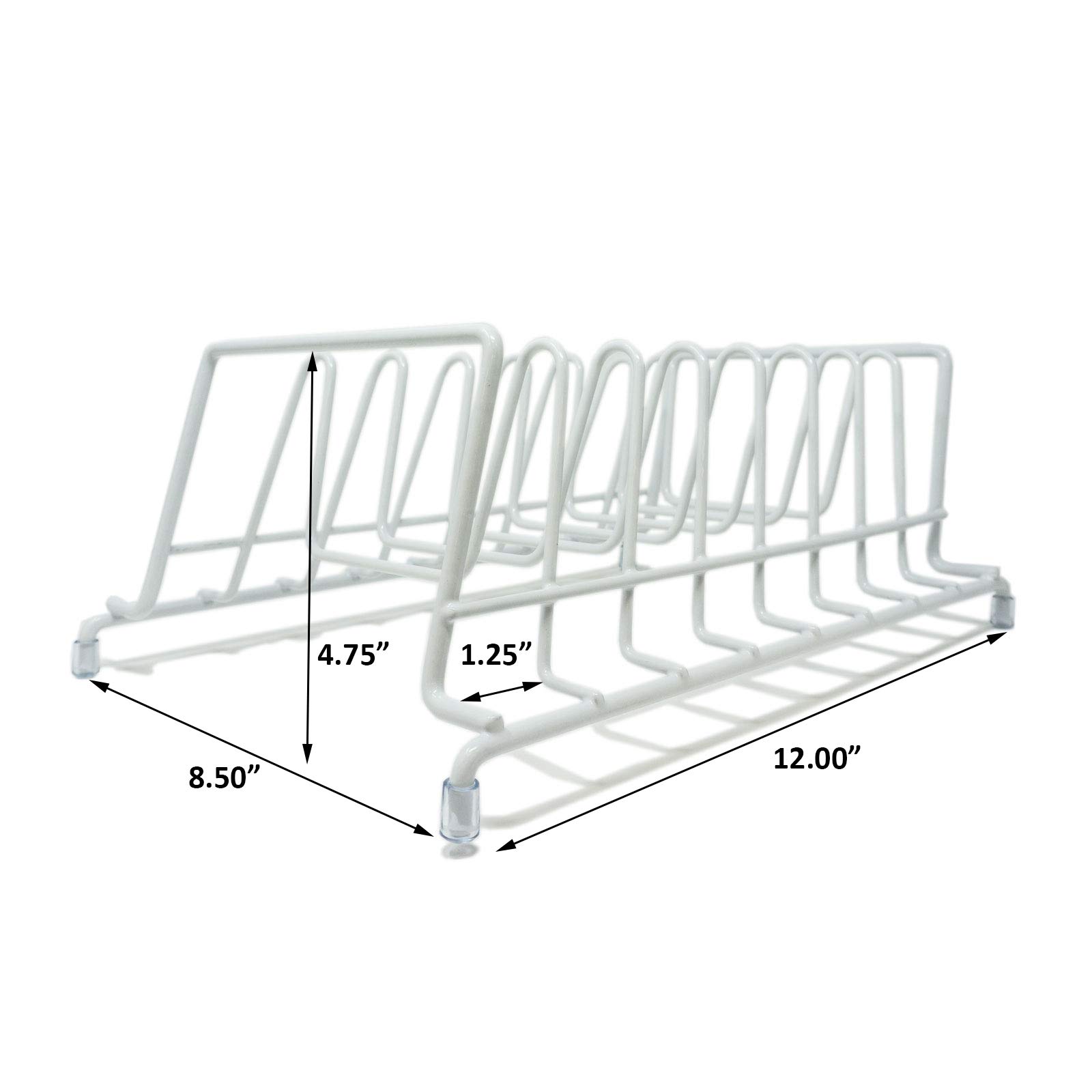 Huji 2-Pack White Plate Holder, Pot Pan Lid Organizer Rack for Kitchen Cabinet, Pantry or Countertop - Space Saving Storage Solution for Small Kitchens & Organized Cooking