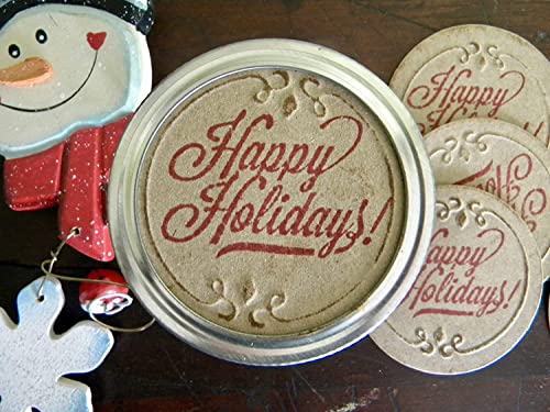 Happy Holiday Mason Jar Lid Labels - Christmas Jam Canning Toppers & Gift Tags - Perfect for Homemade Preserves, Holiday Gifts, and Festive Decorations