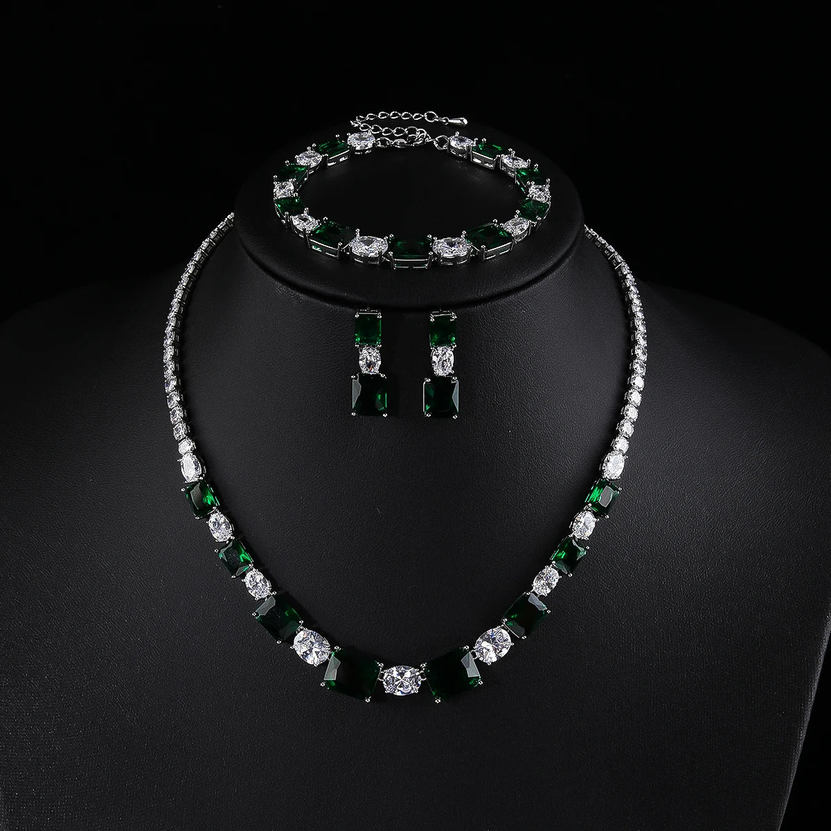 Luxury Cubic Zirconia 3-Piece Jewelry Set for Women - Necklace, Earrings & Bracelet - Wedding Bridal Accessories - Perfect for Bridal Shower, Anniversary & Formal Events