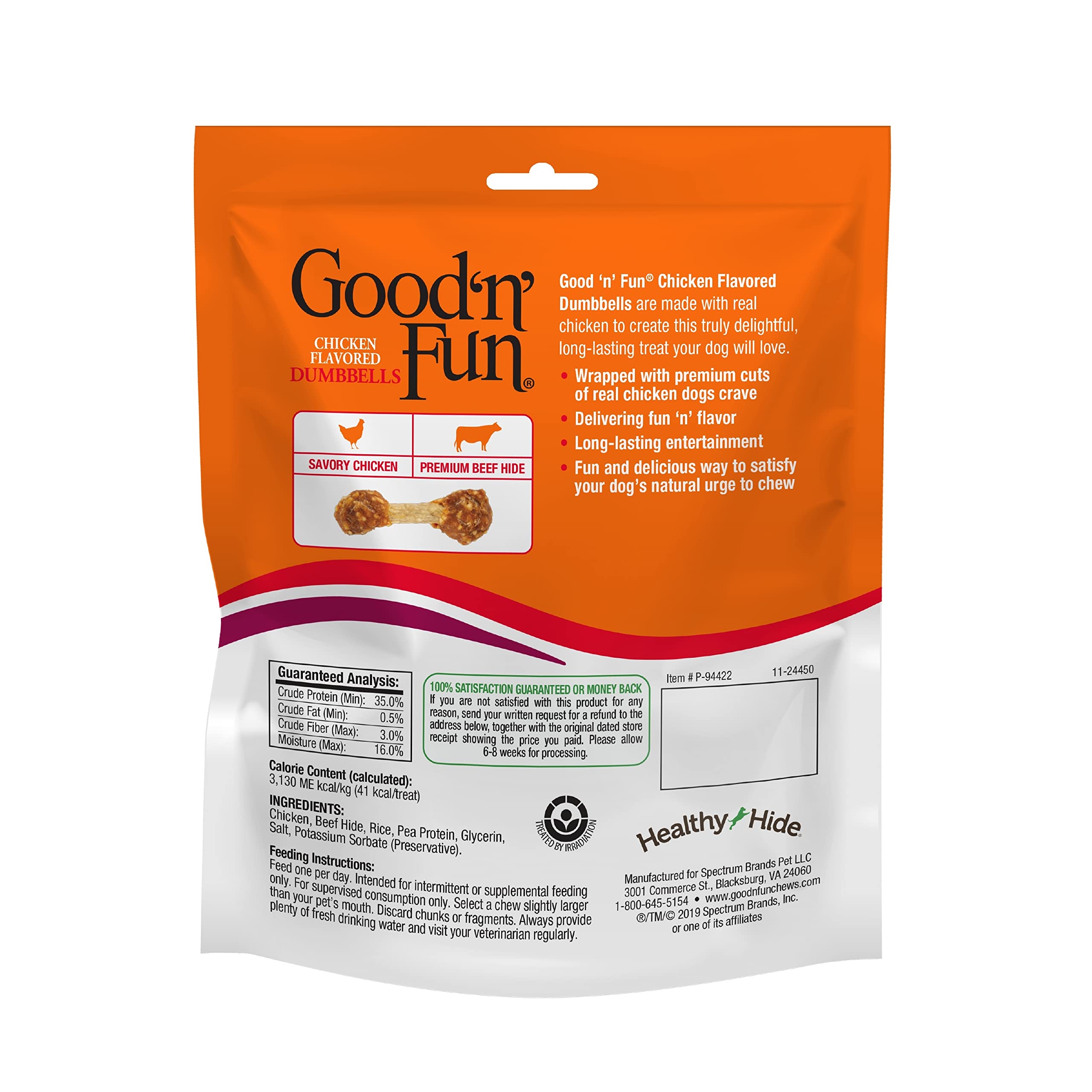 Good'N'Fun Chicken Flavored Dumbbell Dog Chews - Natural Rawhide Treats for Small Dogs - Healthy Dental Chew Toys for Puppies & Teething - Perfect for Training Rewards & Playtime