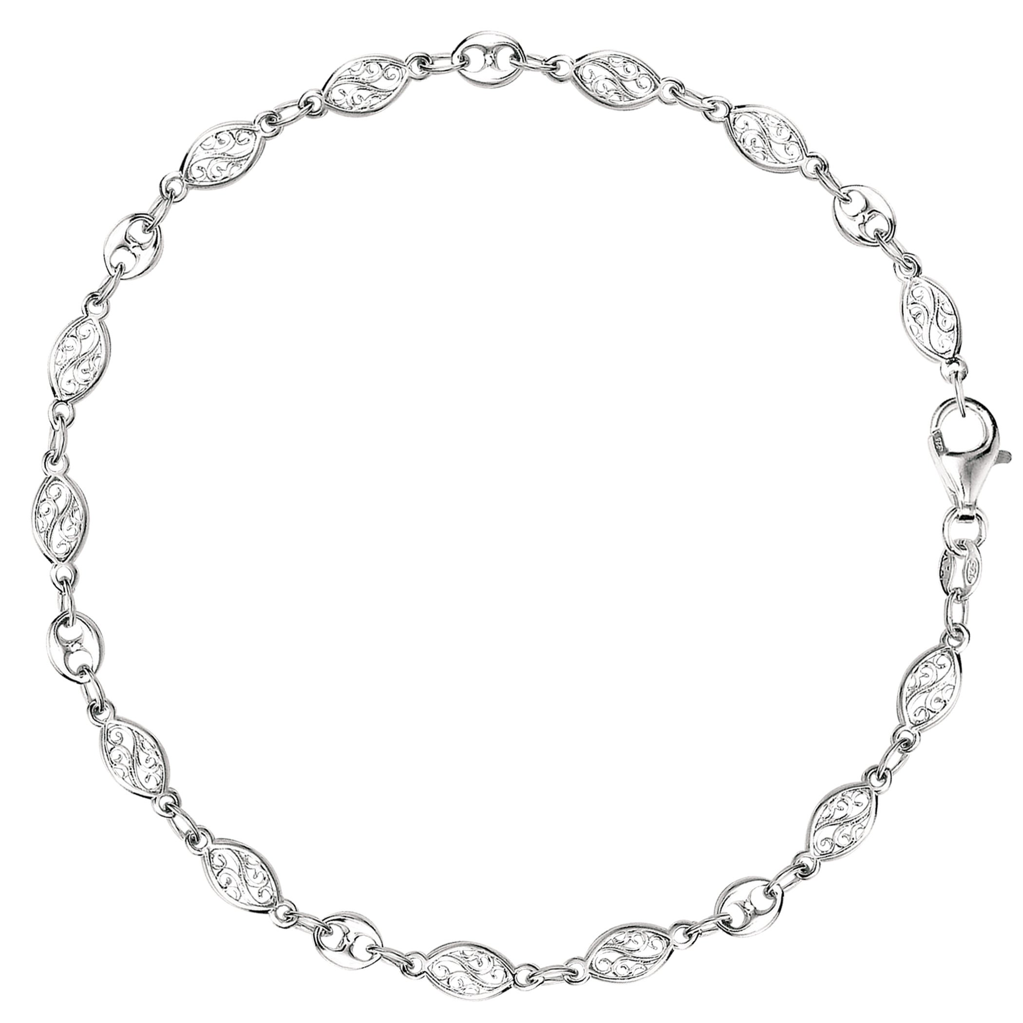 Sterling Silver Mixed Filigree & Mariner Link Chain Anklet - Elegant Beach & Summer Jewelry for Women