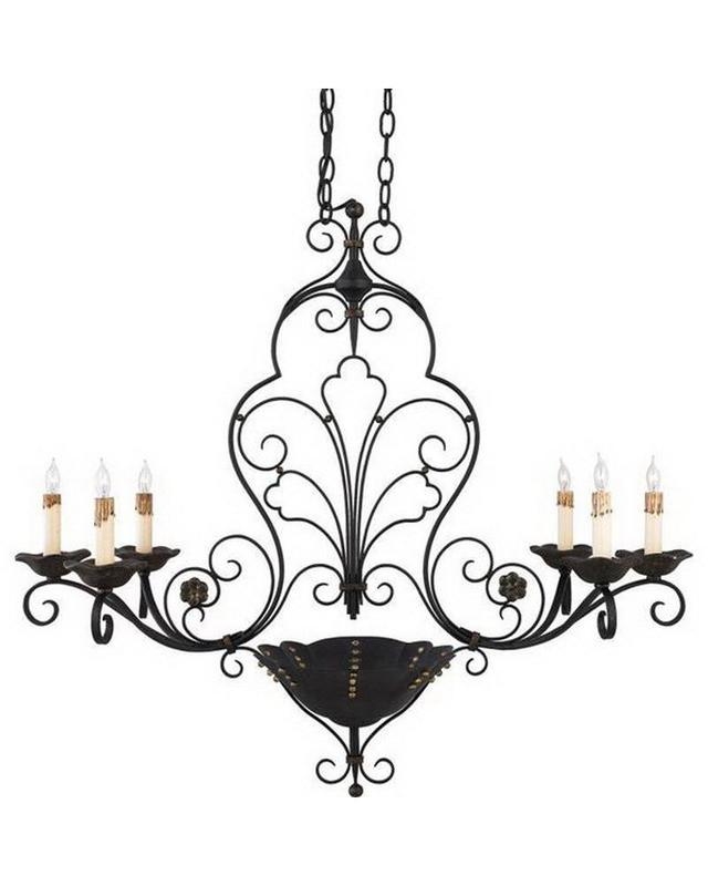 Quoizel RVG636 SM 6-Light Island Chandelier - Serengeti Black & Mayan Gold Finish | Modern Dining Room Lighting for Kitchen Island, Foyer & Open Concept Spaces