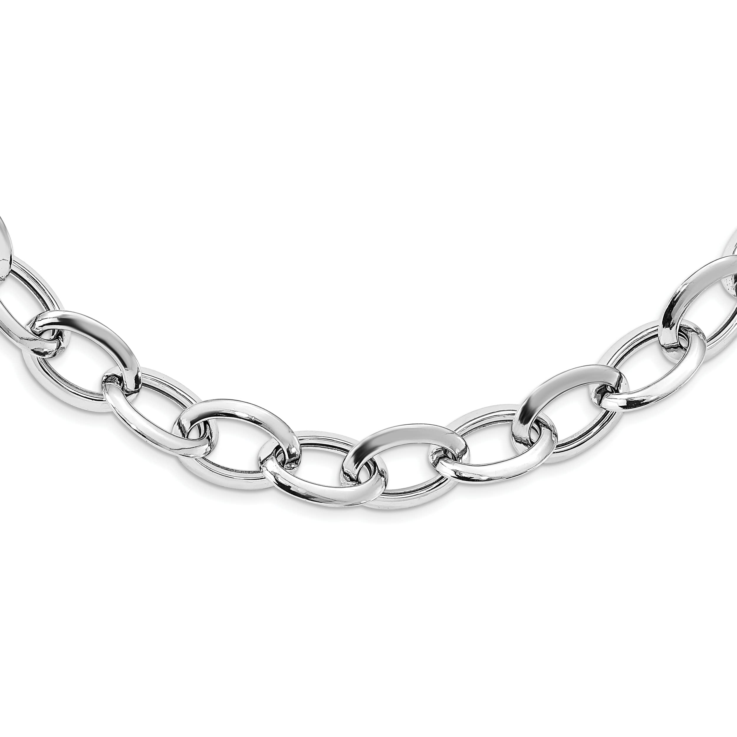 Elegant Avariah Sterling Silver Rhodium-Plated Fancy Link Necklace | 18