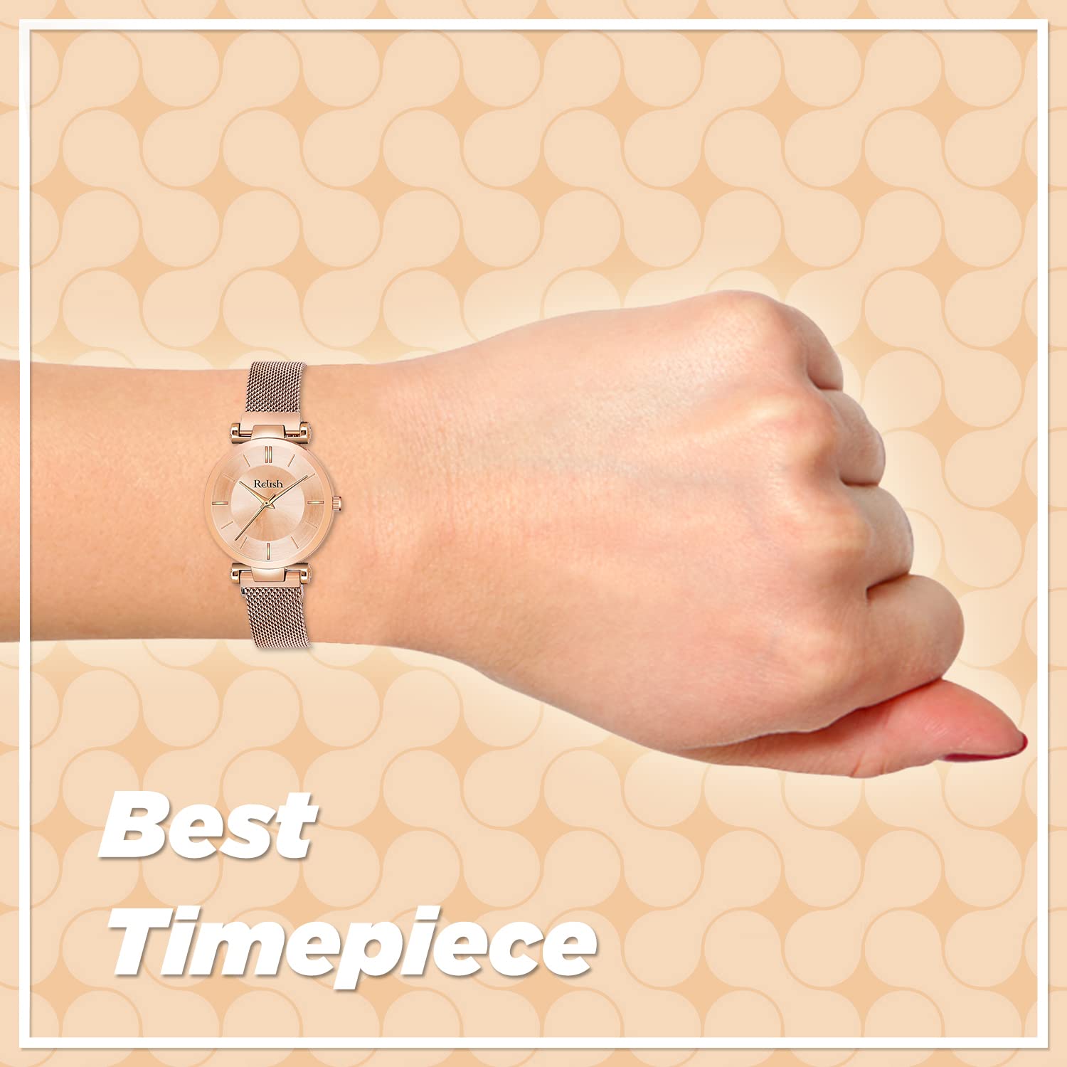 Relish Premium Series Rose Gold Magnetic Mesh Strap Analog Watch for Women & Girls - Elegant Gift for Her, Perfect for Office, Date Night & Special Occasions