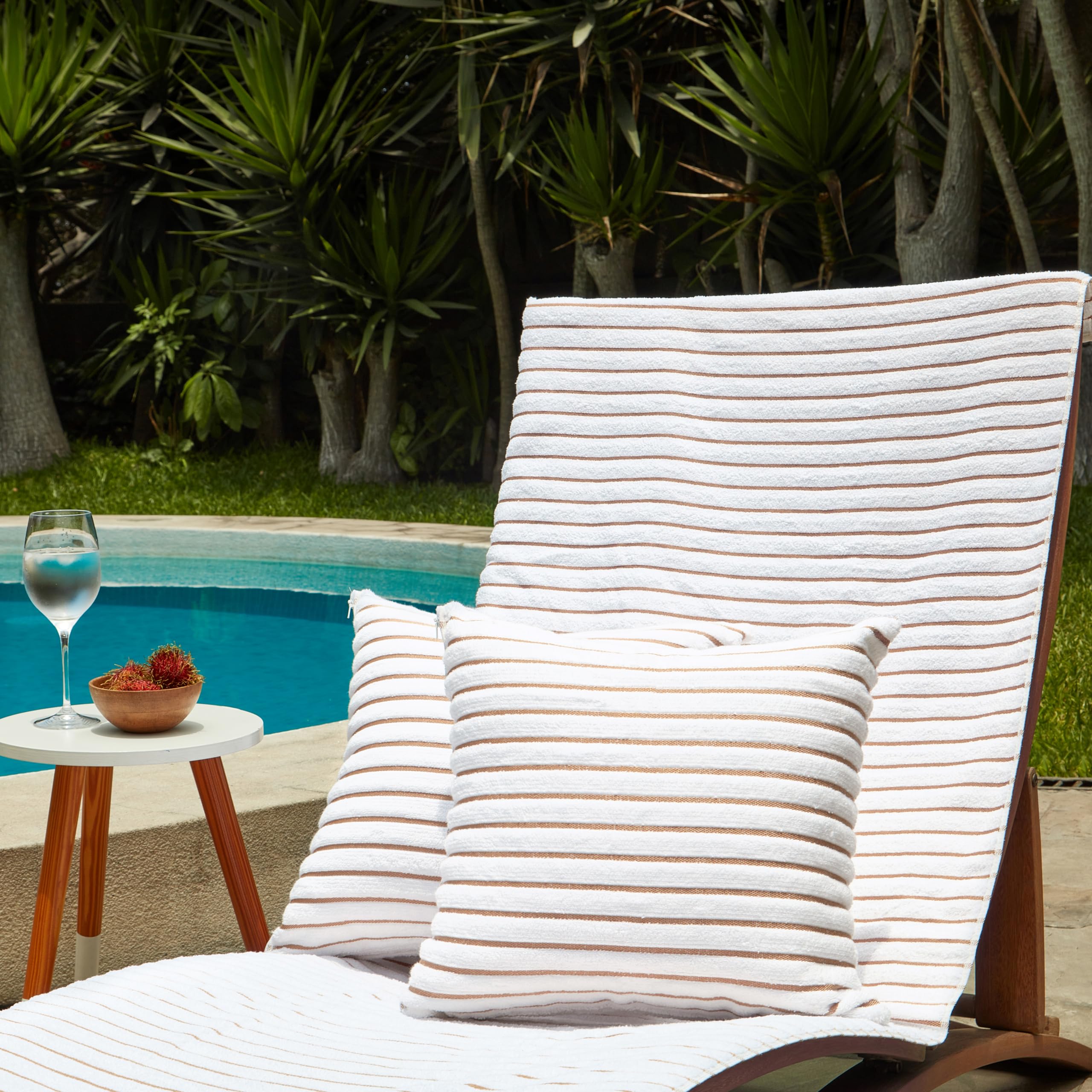 Premium Brazilian Beach Towel Set - Ultra Absorbent 100% Cotton XL 36x70 Inches (4-Pack, Tan/Beige Stripes) for Pool, Spa & Luxury Bath | Quick-Dry & Soft