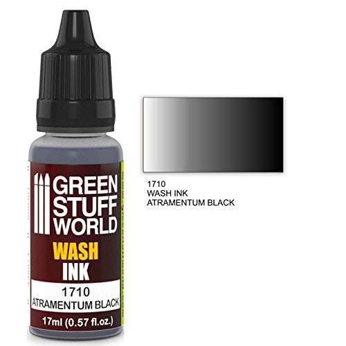 Green Stuff World - Black Wash Ink for Miniatures & Models (Atramentum Black 1710) - Perfect for Shading & Detailing Warhammer, D&D, and Tabletop Gaming Miniatures