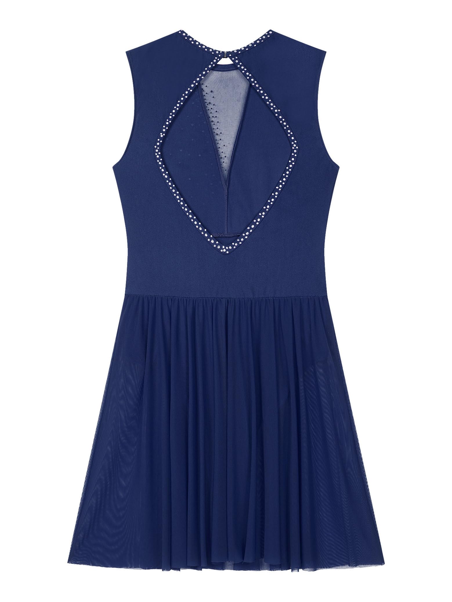 Elegant Lyrical Dance Dress for Women - Sparkling Rhinestone Figure Skating Costume, Sleeveless Ballet Dancewear - Perfect for Performances, Competitions & Recitals