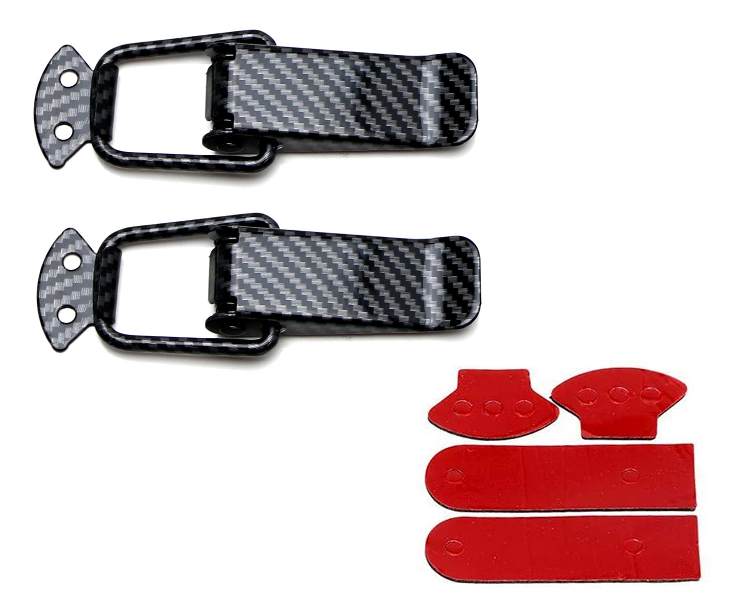 4-Piece Black Carbon Fiber Quick Release Hood Latch Kit - Durable Bumper & Hood Lock Clips for Cars, Trucks & SUVs - Easy Installation & Secure Fit for Racing, Off-Road & Custom Builds