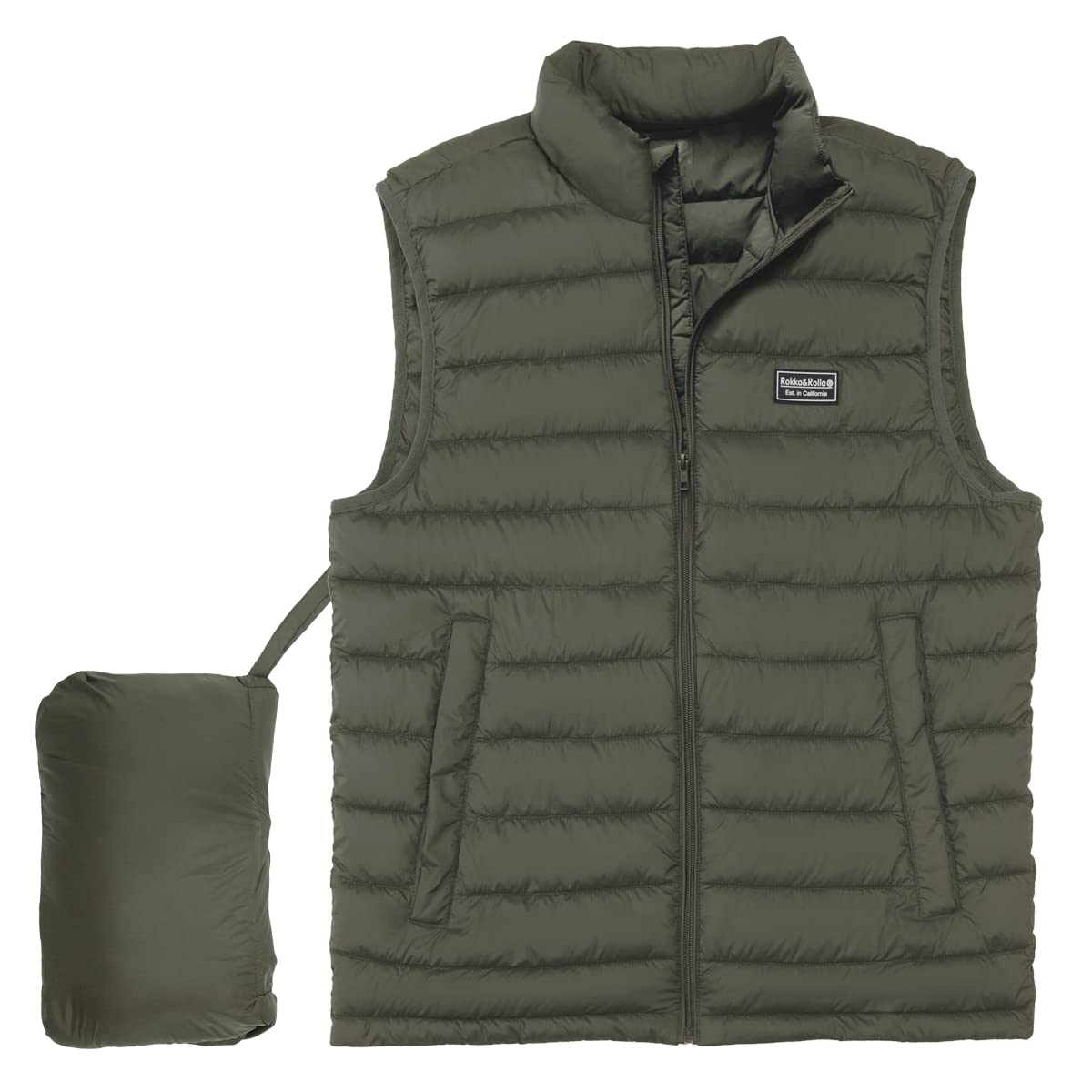 Rokka&Rolla Men's Lightweight Packable Puffer Vest - Sleeveless Quilted Winter Jacket for Outdoor Activities, Hiking, and Casual Wear