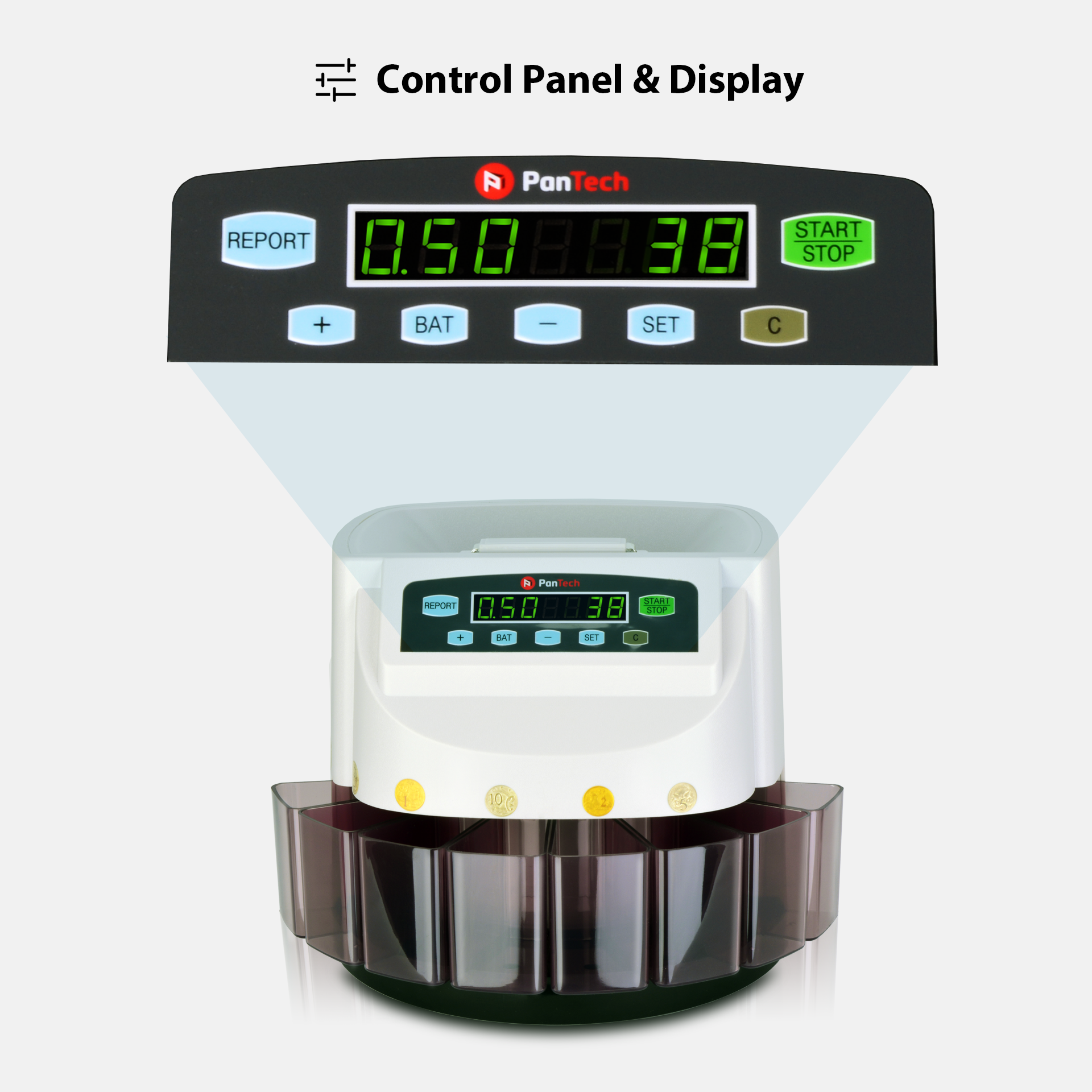 PanTech Australian Coin Sorter & Counter Machine - Automatic Electronic Coin Counting for Banks & Retail (PT CSB WHITE) | Perfect for Cash Handling in Stores, Banks & Vending Businesses