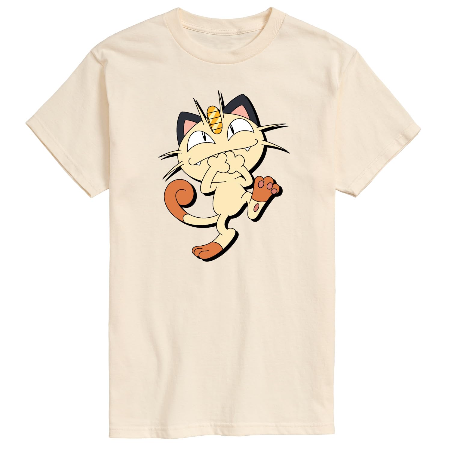 HYBRID APPAREL Men's Pokémon Meowth Shadow Graphic T-Shirt - Short Sleeve Cotton Tee for Casual Wear, Gaming, and Anime Fan Outfits