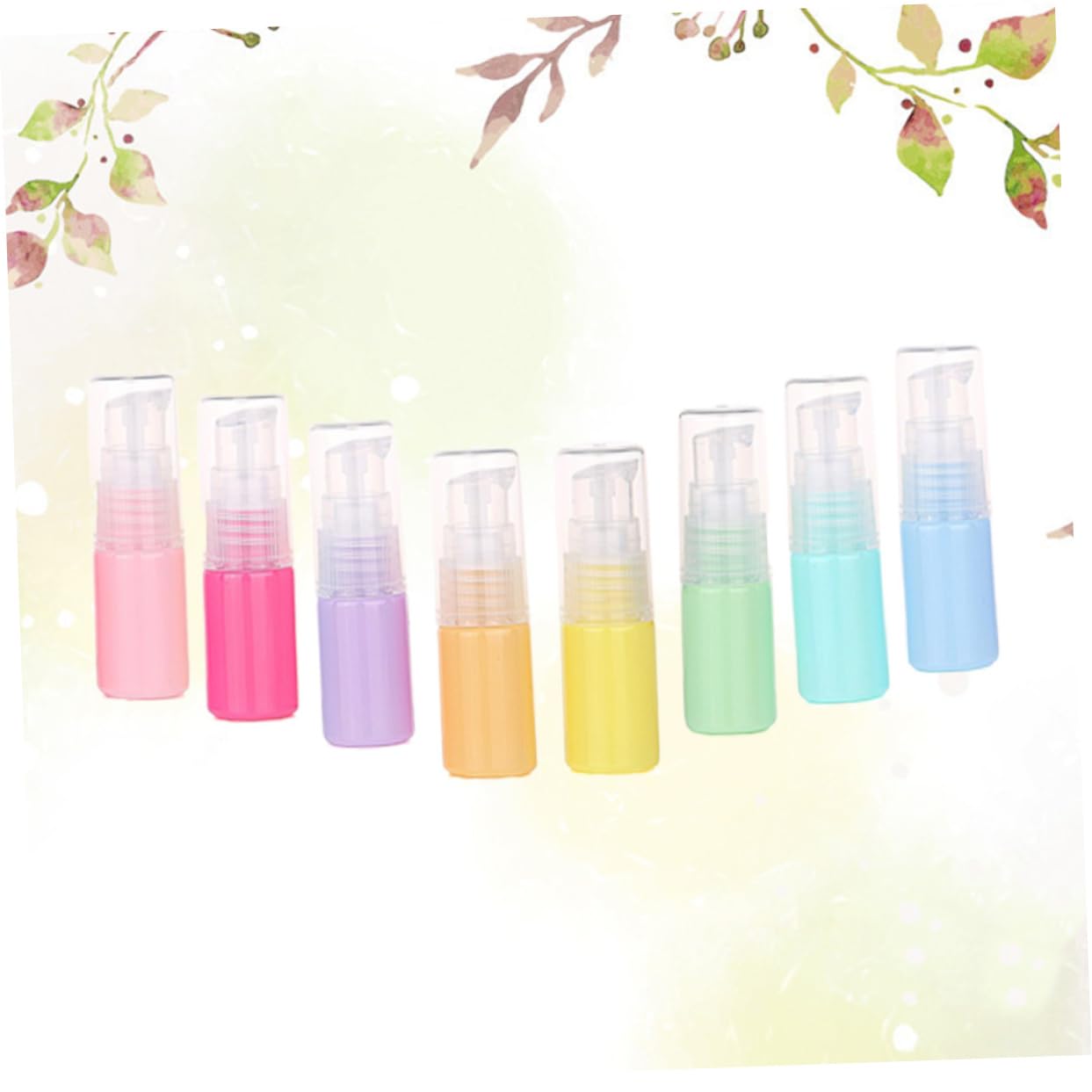 FRCOLOR Set of 8 Pressure Pump Emulsion Bottles - 10ml Plastic Lotion Sample Containers with Smooth Finish | Perfect for Travel, Cosmetic Samples & DIY Beauty Products