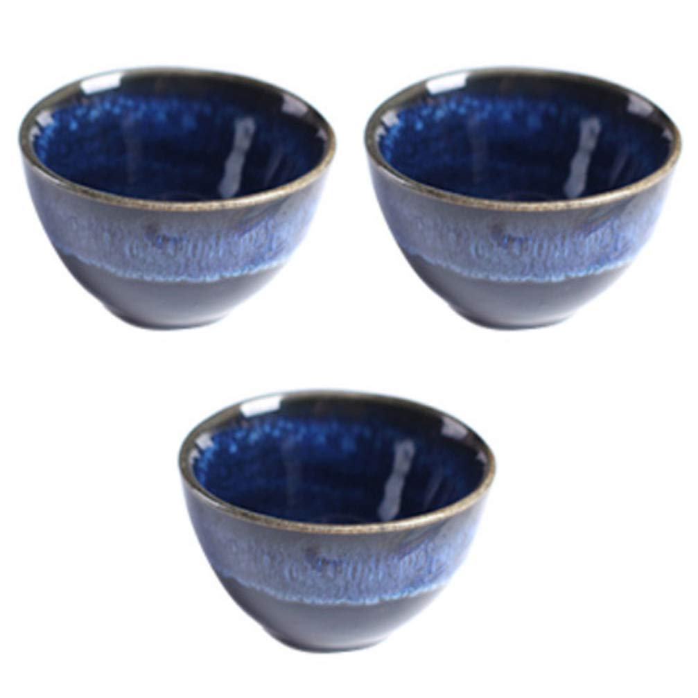 Premium Japanese Sake Set - 3pc Blue Porcelain Sake Cups for Cold Sake, Tea & Wine | Traditional Ceramic Drinking Cups for Japanese Rice Wine, Coffee & White Wine | Perfect for Home Dining, Gift Giving & Asian-Themed Parties
