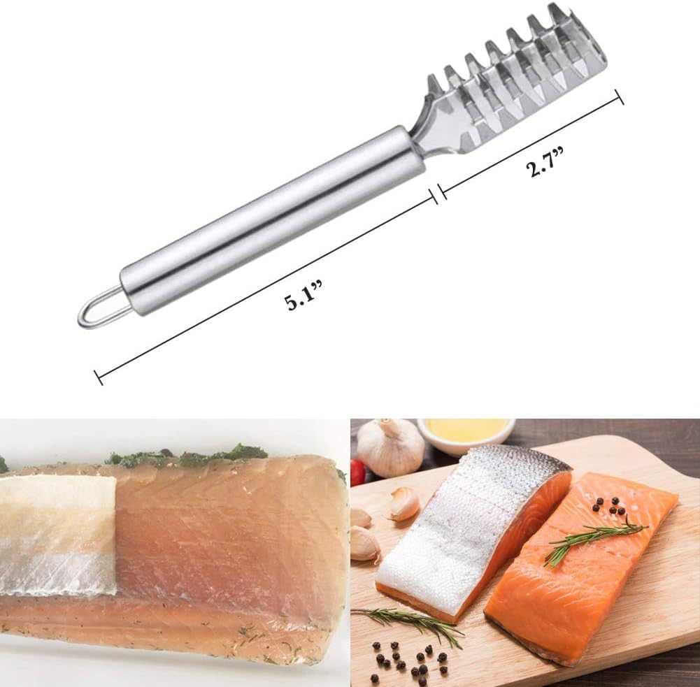 NAPPWE Stainless Steel Fish Scale Scraper - Professional Fish Skin Remover & Peeler Tool with Sawtooth Blade - Perfect for Cleaning Fish, Kitchen Prep & Seafood Cooking