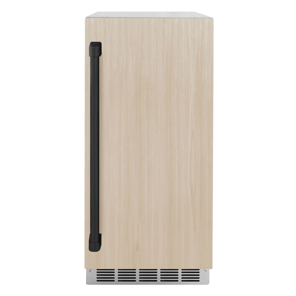 ZLINE Autograph Edition 15 Inch Built-In Ice Maker with Drain Pump - Stainless Steel Panel Ready Door & Matte Black Handle - Commercial Grade for Home Bars, Restaurants, and Entertaining Spaces (IGMDPZ 15 MB)