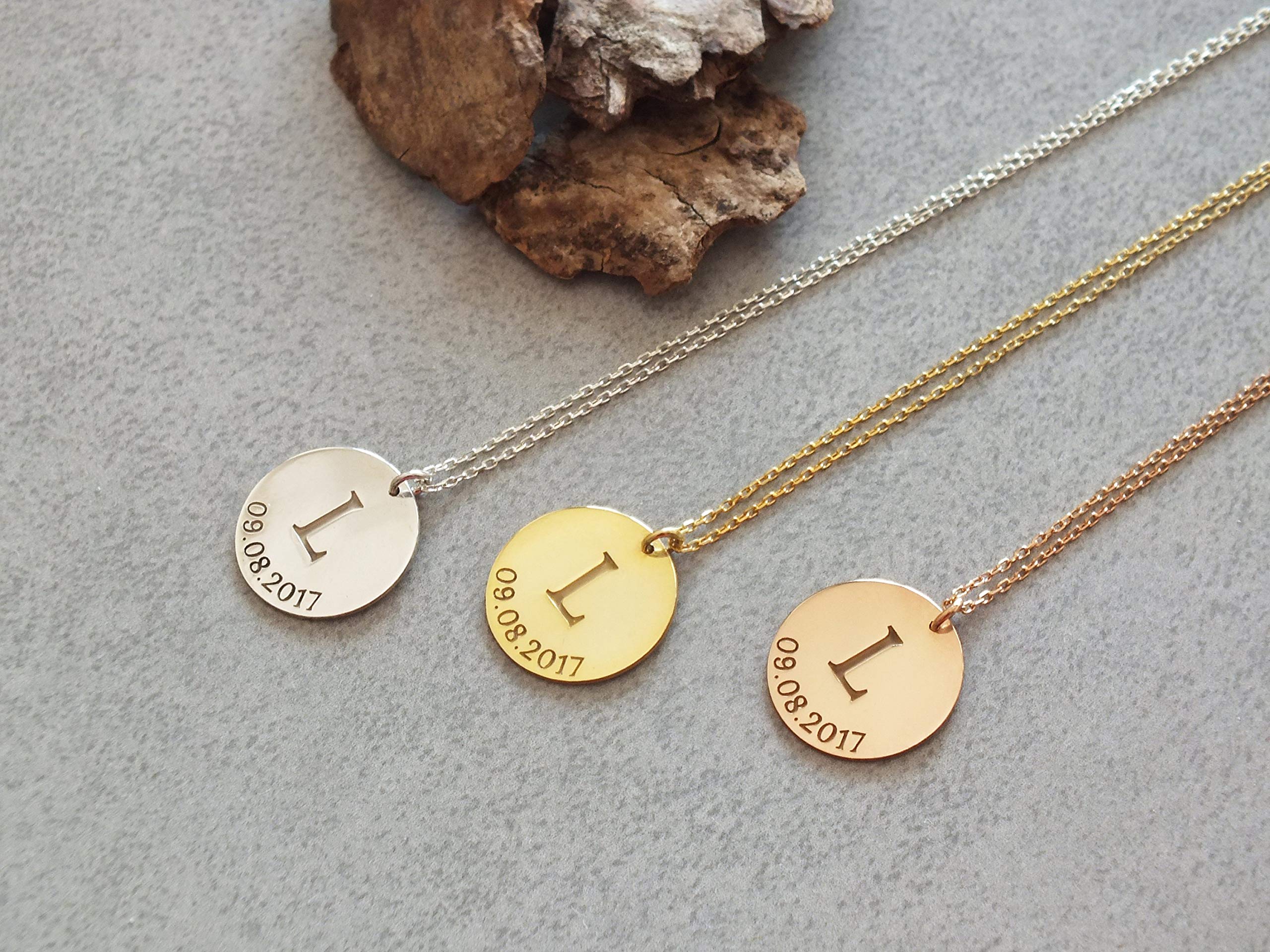 Personalized Initial Necklace for Women - Custom Circle Charm Necklace with Birthstone - Perfect Mother's Day Gift for Mom, Wife, Daughter - Birthday, Anniversary, Valentine's Day Jewelry Present