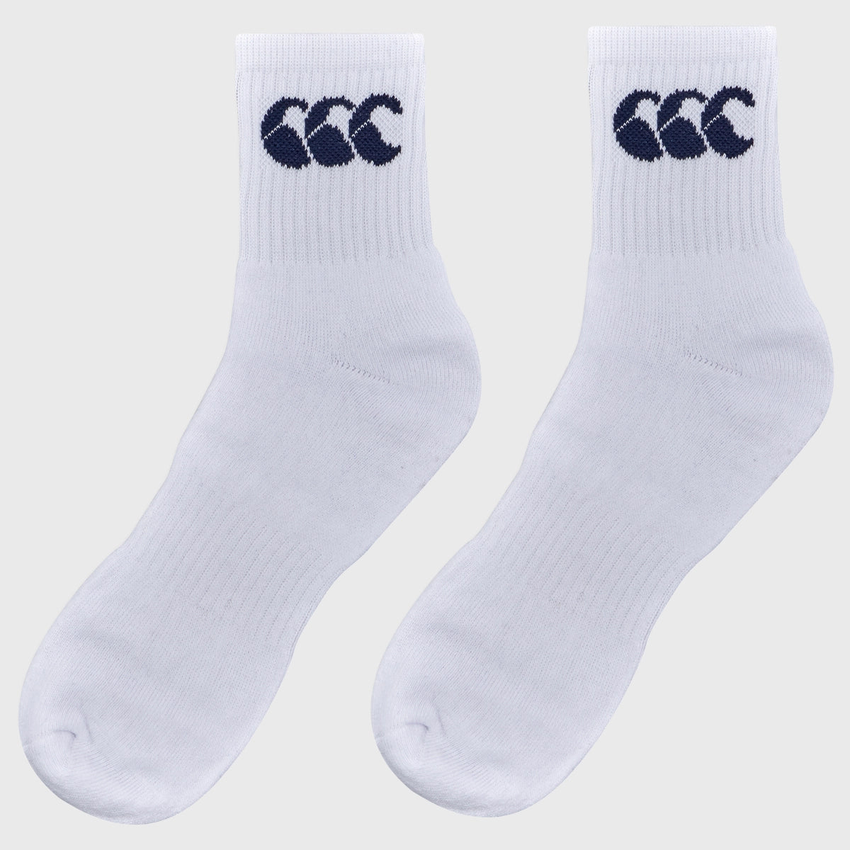 Canterbury Crew Socks 3 Pack - White & Navy Cotton Athletic Socks for Men & Women - Perfect for Running, Gym, and Everyday Wear