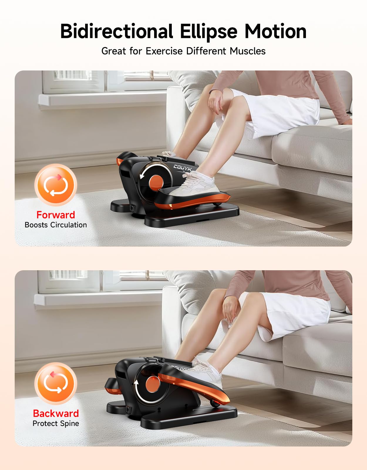 Under Desk Elliptical Machine - Quiet Portable Leg Exerciser with Display Monitor for Home & Office Use | Non-Slip Foot Straps, Remote Control & 12 Speed Levels | Ideal for Seniors, Adults & Sedentary Workers