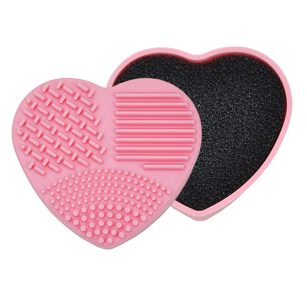 MobFest® Eco-Friendly Silicone Heart Makeup Sponge Brush Cleaner Pad – Durable, Reusable, Multicolor (Medium, 1-Pack) – Perfect for Washing Beauty Blenders & Makeup Brushes