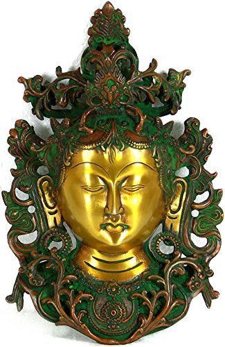 Handmade Tibetan Buddhist Goddess Tara Brass Wall Hanging Mask - Sacred Home Decor for Meditation & Spiritual Spaces