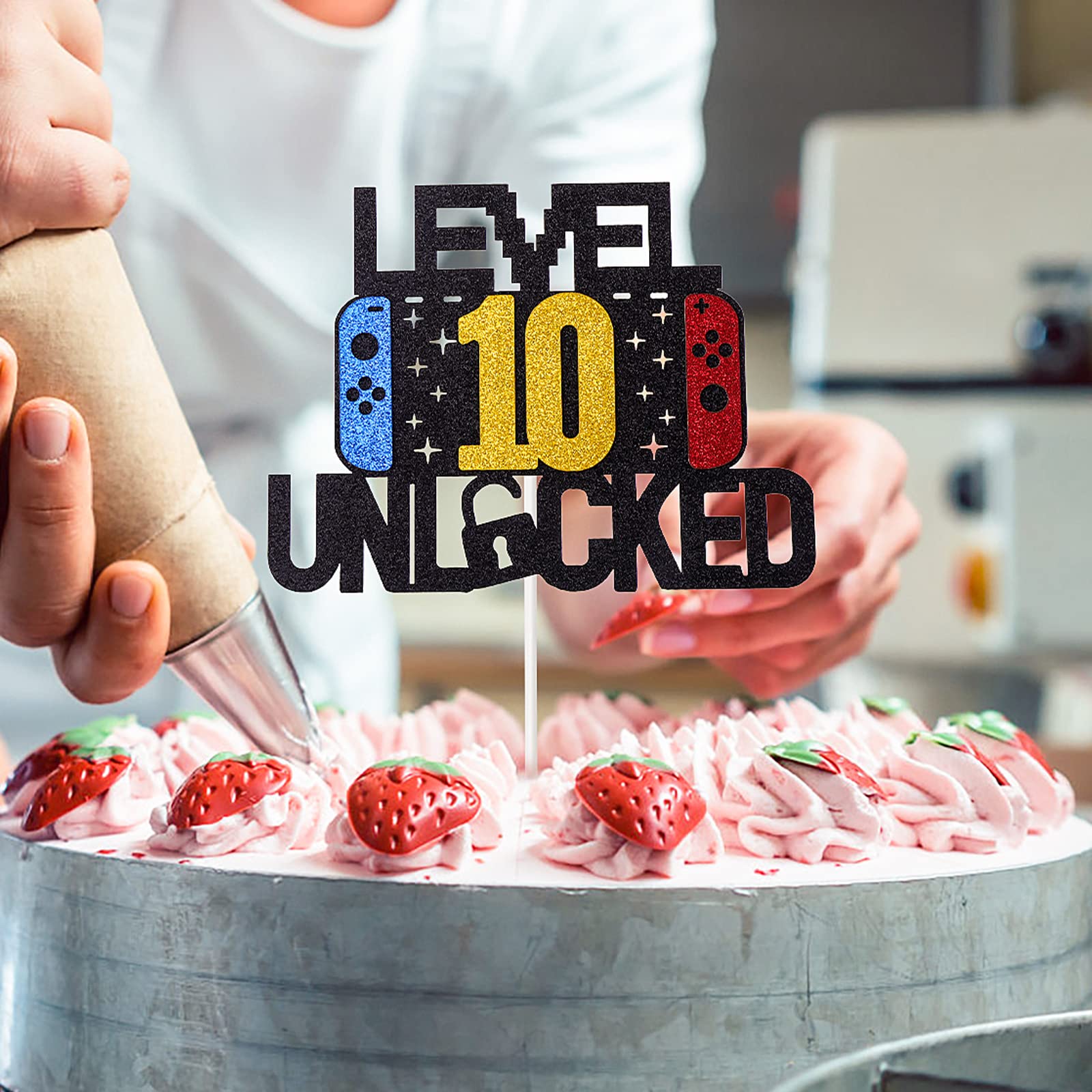 Personalized 10th Birthday Cake Topper - Gaming Theme Party Decorations for Boys & Kids - Happy Birthday Cake Decor for Video Game Lovers - Perfect for Birthday Parties & Gaming Celebrations