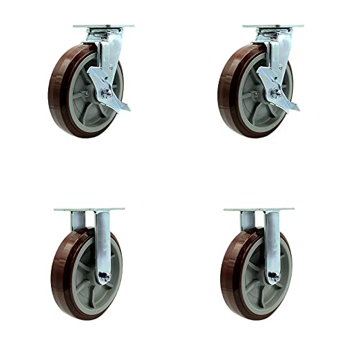 2 Swivel w/2 Top Lock Brakes - 2 Rigid