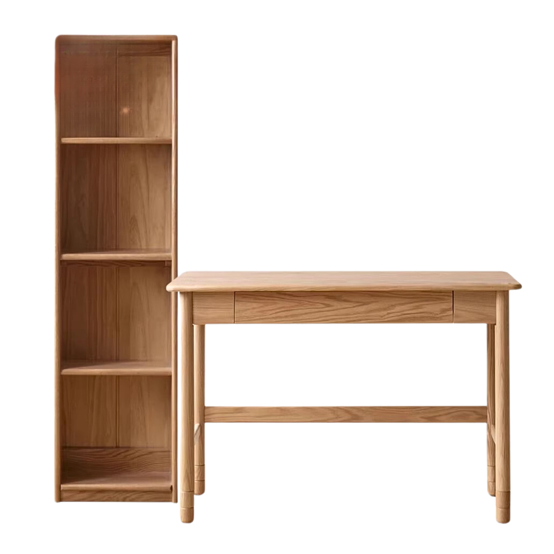 Solid Oak Wood Adjustable Height Kids Study Desk with Bookshelf - Perfect for Homework, Reading & Organizing in Bedroom or Playroom