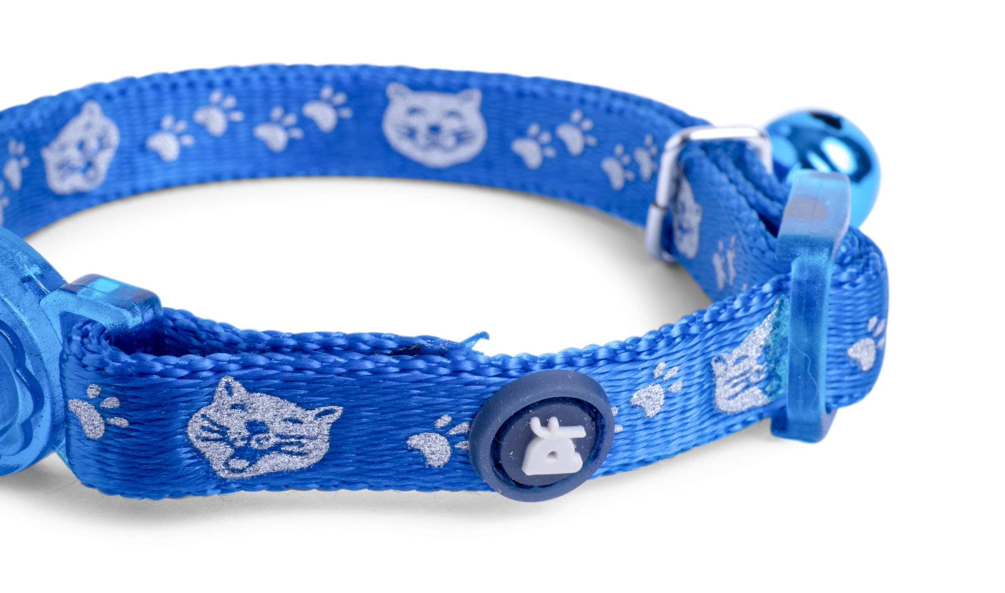 Blue Reflective Cat Collar with Safety Buckle - High Visibility Night Safety Collar for Outdoor Adventures & Evening Walks