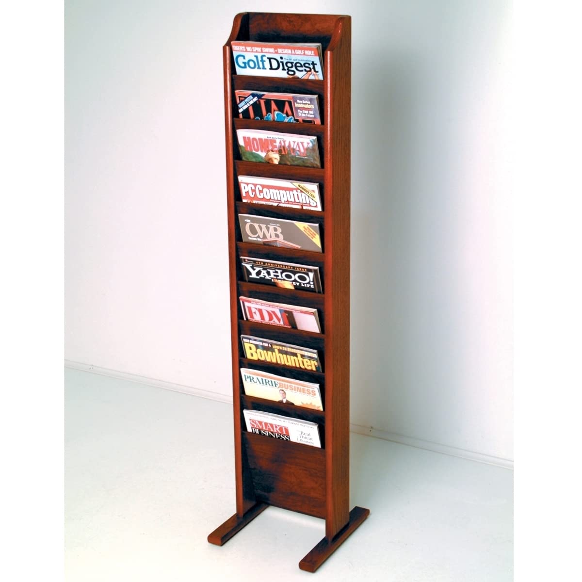 Wooden Mallet® Cascade™ Free Standing 10 Pocket Magazine Rack - Black | Organizer for Living Room, Office, Library & Waiting Areas