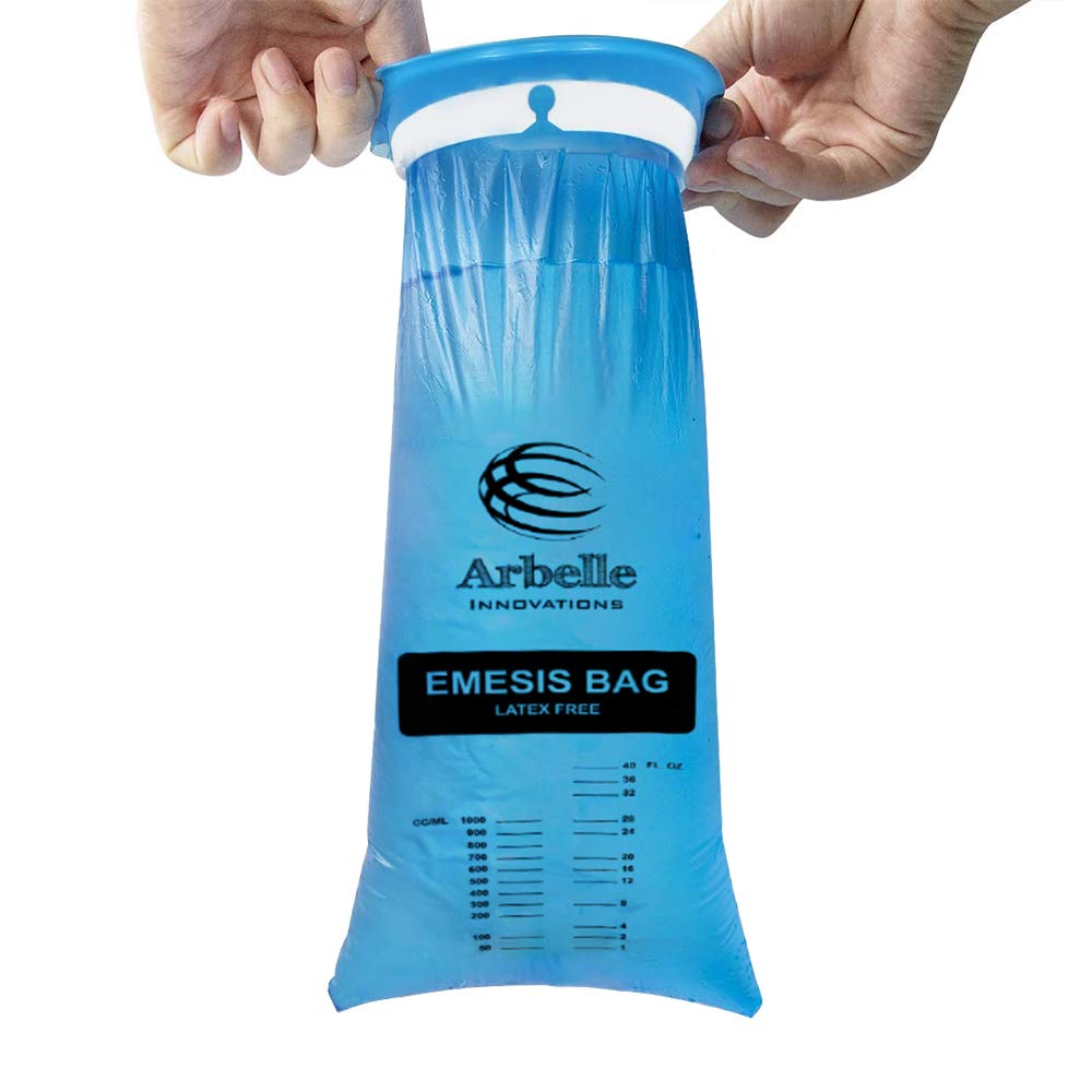 Disposable Vomit Bags for Motion Sickness & Nausea Relief - 40 Pack with Wet Wipes | Leak Proof, Travel Friendly | Ideal for Car, Pregnancy & Chemotherapy | Hospital, Airplane & Cruise Essential
