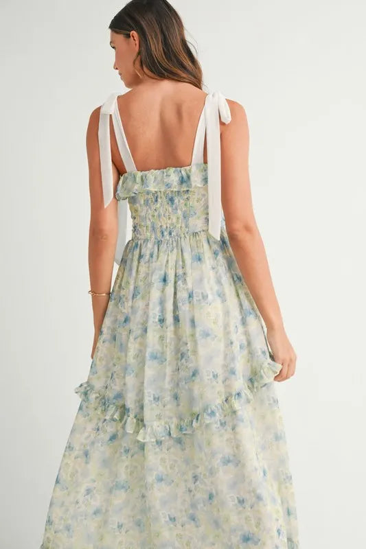 Floral Print Summer Midi Dress with Adjustable Shoulder Straps - Perfect for Beach Vacations, Garden Parties & Casual Outings