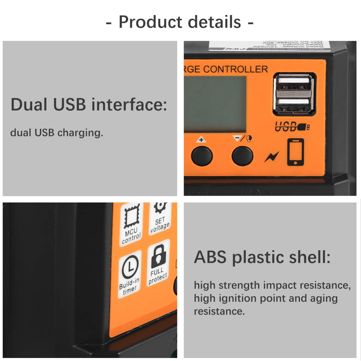 10A Solar Charge Controller - MPPT Solar Panel Regulator for 12V/24V Battery Charging - Perfect for RV, Boat, Off-Grid & Solar Generator Systems