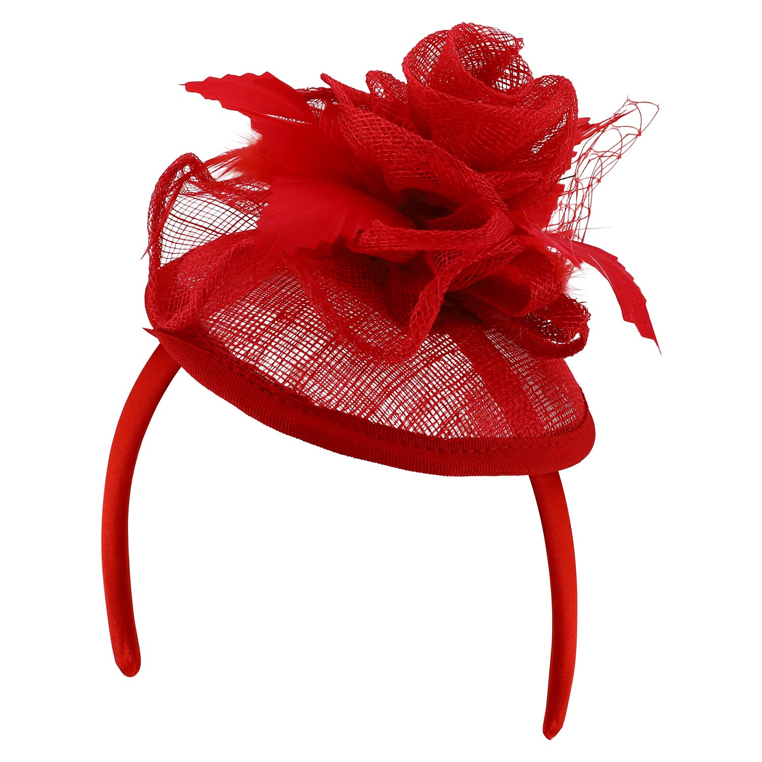 Elegant Sinamay Feather Rose Net Fascinator Headband for Women - Perfect for Weddings, Tea Parties & Special Occasions