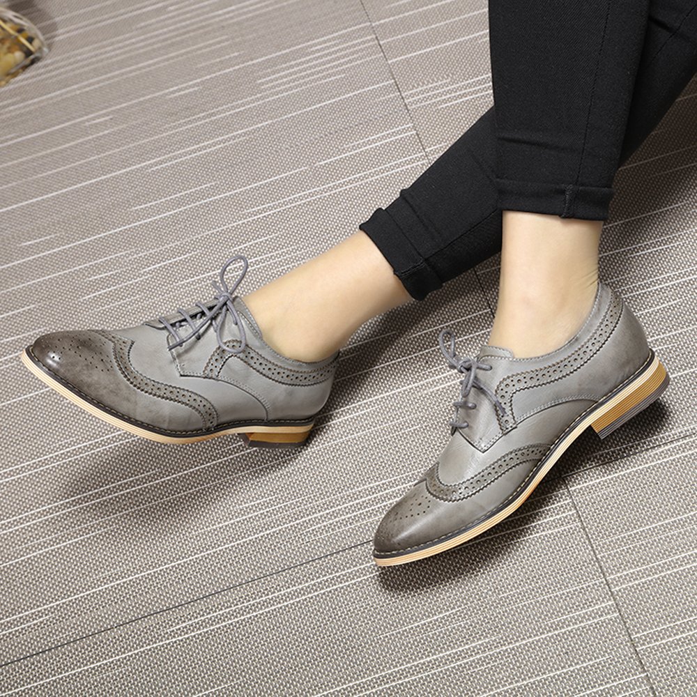 Handmade Women's Wing Tip Oxford Brogue Shoes – Genuine Leather Lace-Up Derby for Casual & Office Wear – Comfortable & Stylish Footwear for Everyday Use