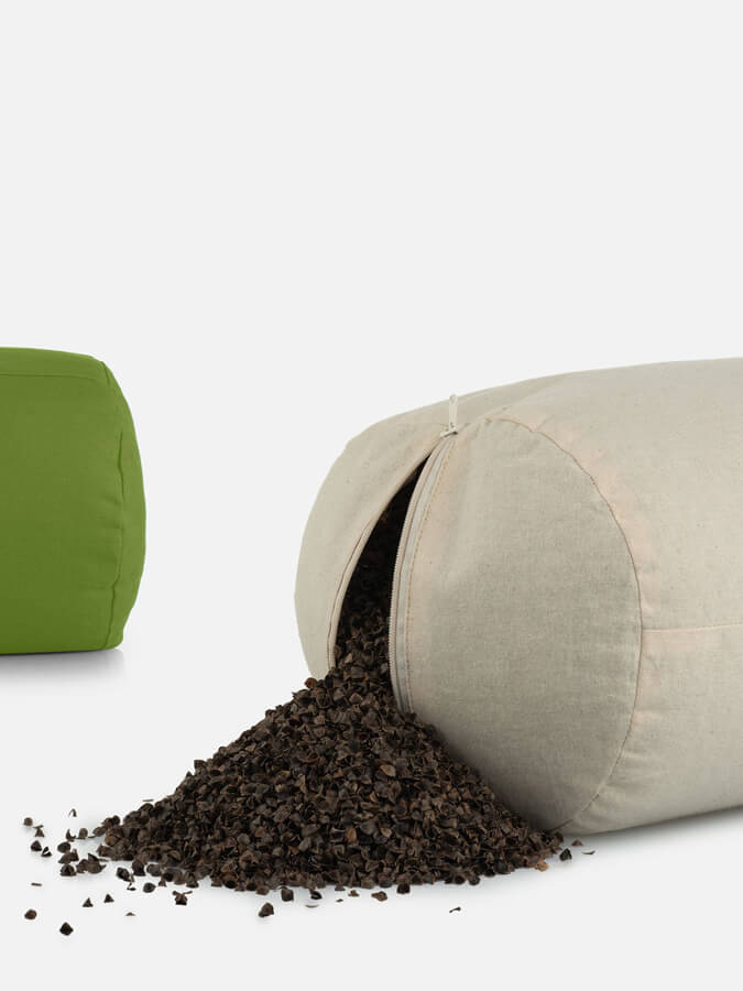 Organic Cotton Buckwheat Meditation Yoga Bolster Pillow - Support for Yoga, Meditation & Relaxation - Perfect for Home, Studio & Travel Use